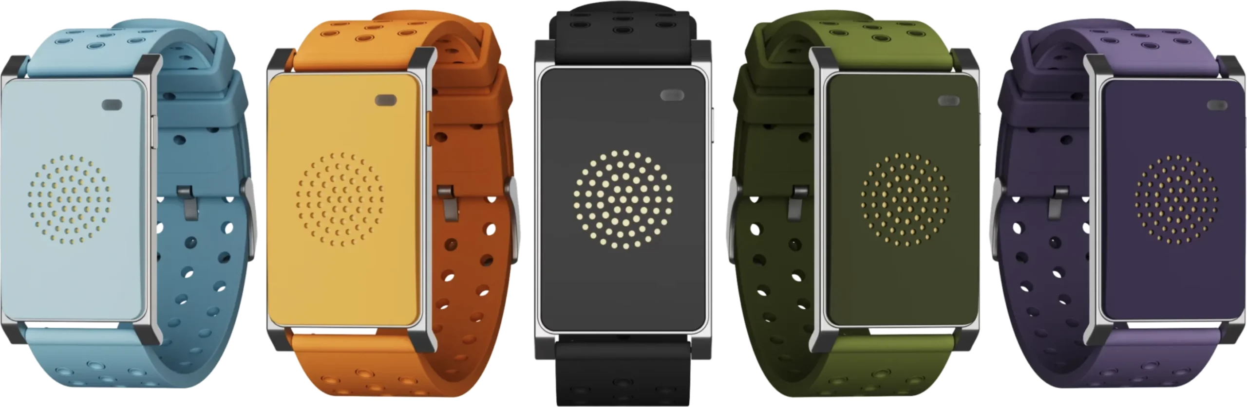 Smarte Armbänder zur Hitzschlagprävention in verschiedenen Farben – tragbare Sicherheitslösung mit integrierter Sensorik am Handgelenk.